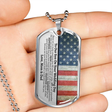 Our Son Wedding (Parents) Dog Tag Necklace - Love You This Much